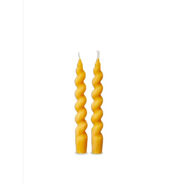 Honey Beeswax Twist 7" Taper Candles (Set of 2)