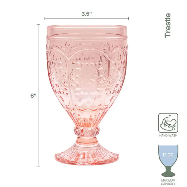 Fitz & Floyd Trestle Blush Goblet Drinking Glass