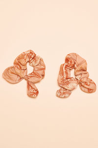 Ornate Toile Scrunchies- Coral S/2