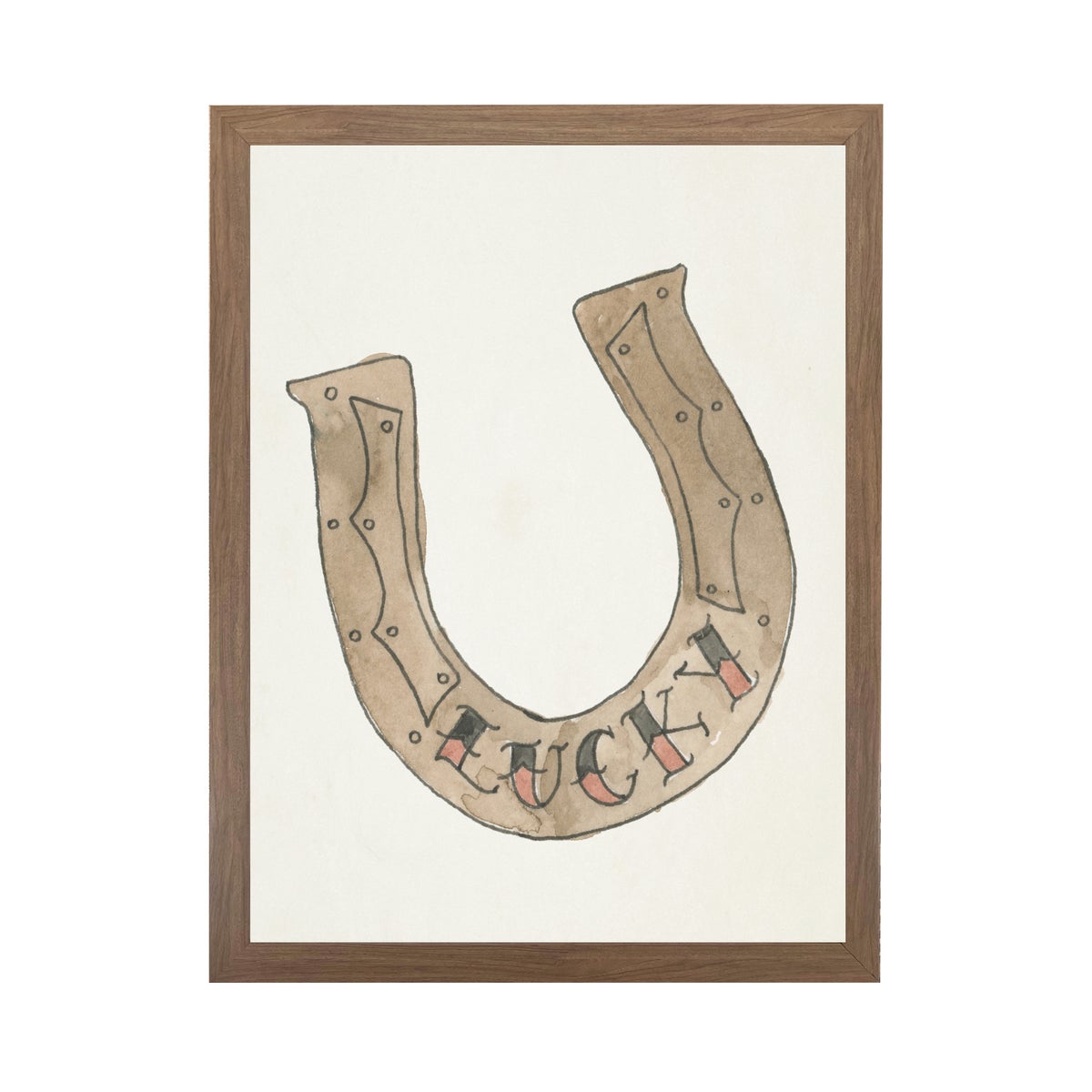 Framed Watercolor Lucky Horseshoe Wall Art