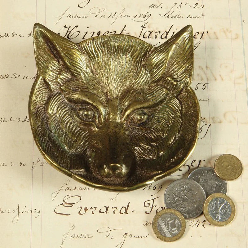 Antiqued Brass Fox Catchall Dish