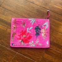 Quilted Cotton Velvet Zip Pouch