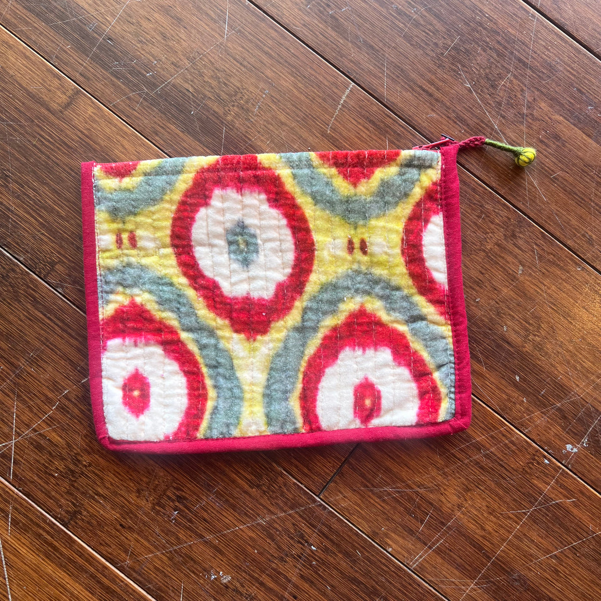 Quilted Cotton Velvet Zip Pouch