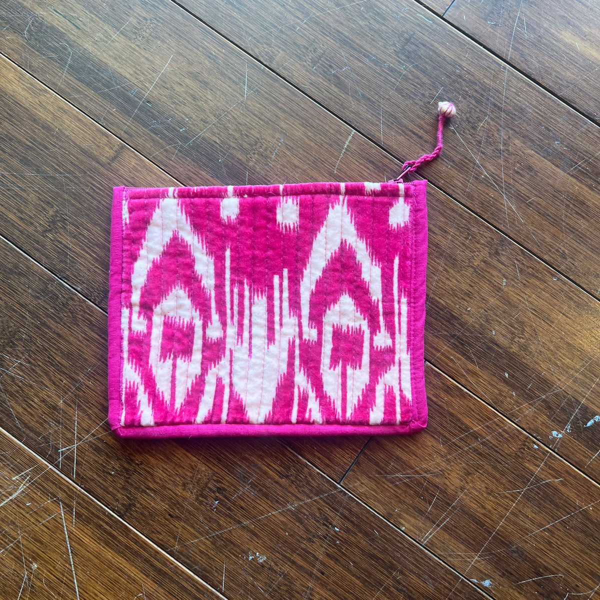 Quilted Cotton Velvet Zip Pouch