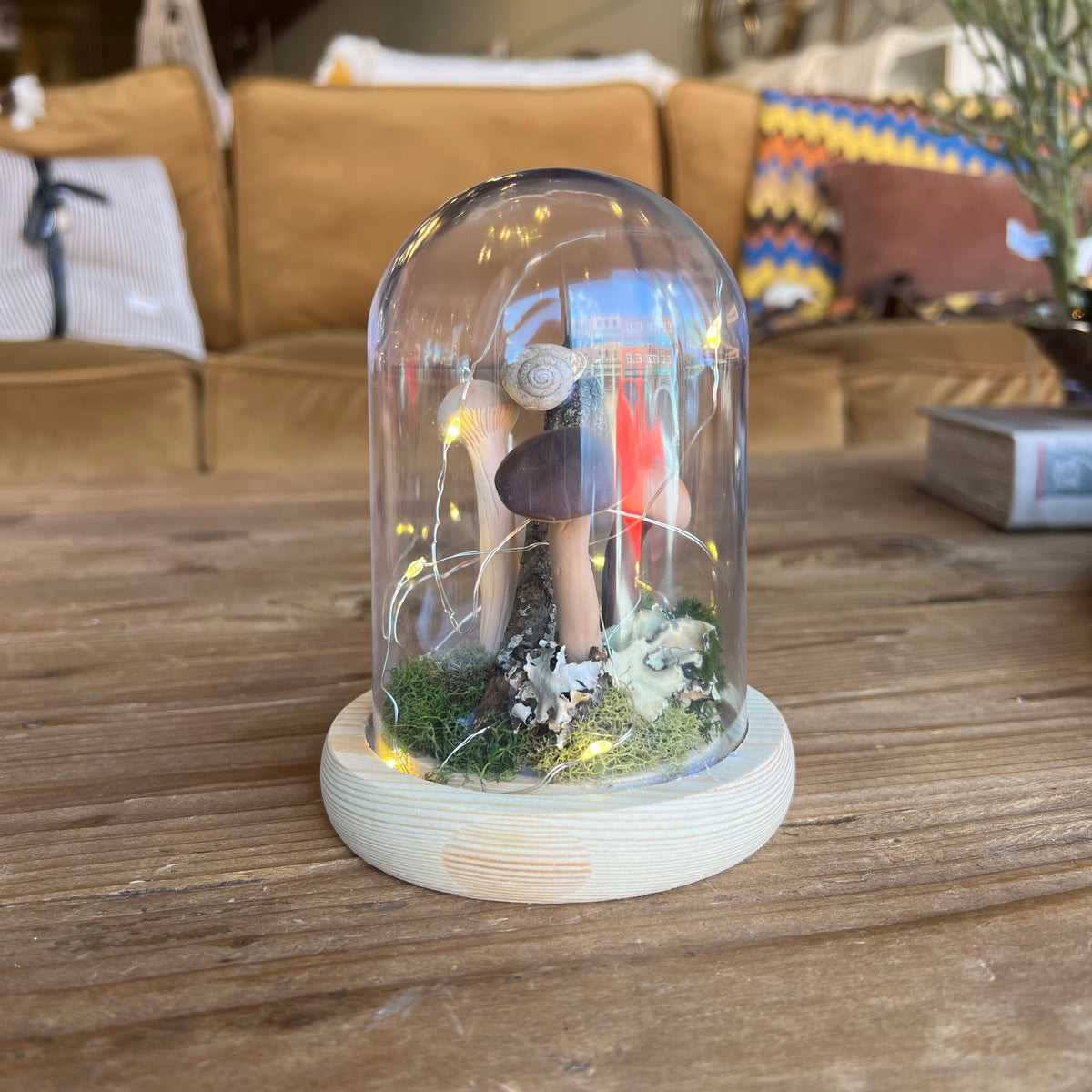 Handmade Ecoclay Mushroom Terrarium w/ Fairy Lights