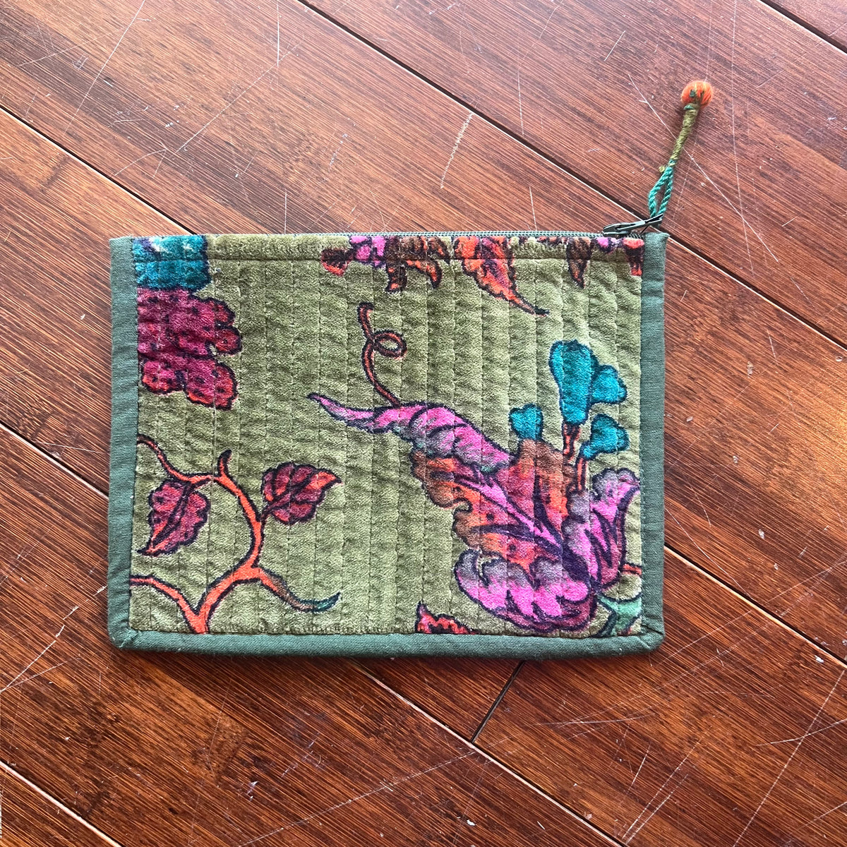 Quilted Cotton Velvet Zip Pouch