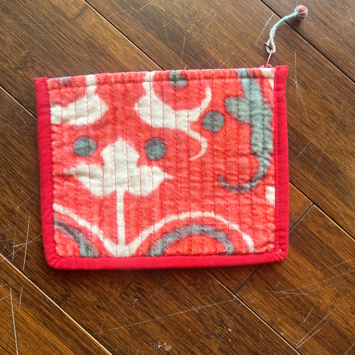 Quilted Cotton Velvet Zip Pouch