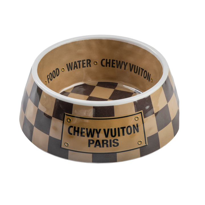 Haute Diggity Dog Checker Chewy Vuiton Bowl