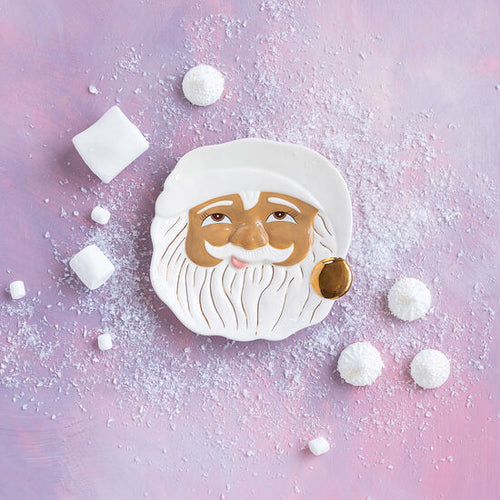 Ceramic Papa Noel Santa Face Christmas Cookie Plate