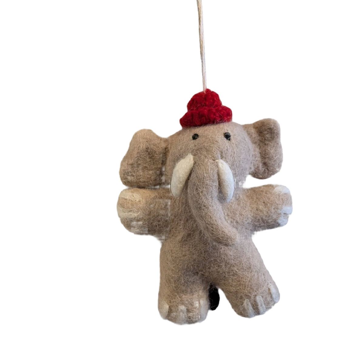 Hand Felted Elephant w/ Hat Ornament