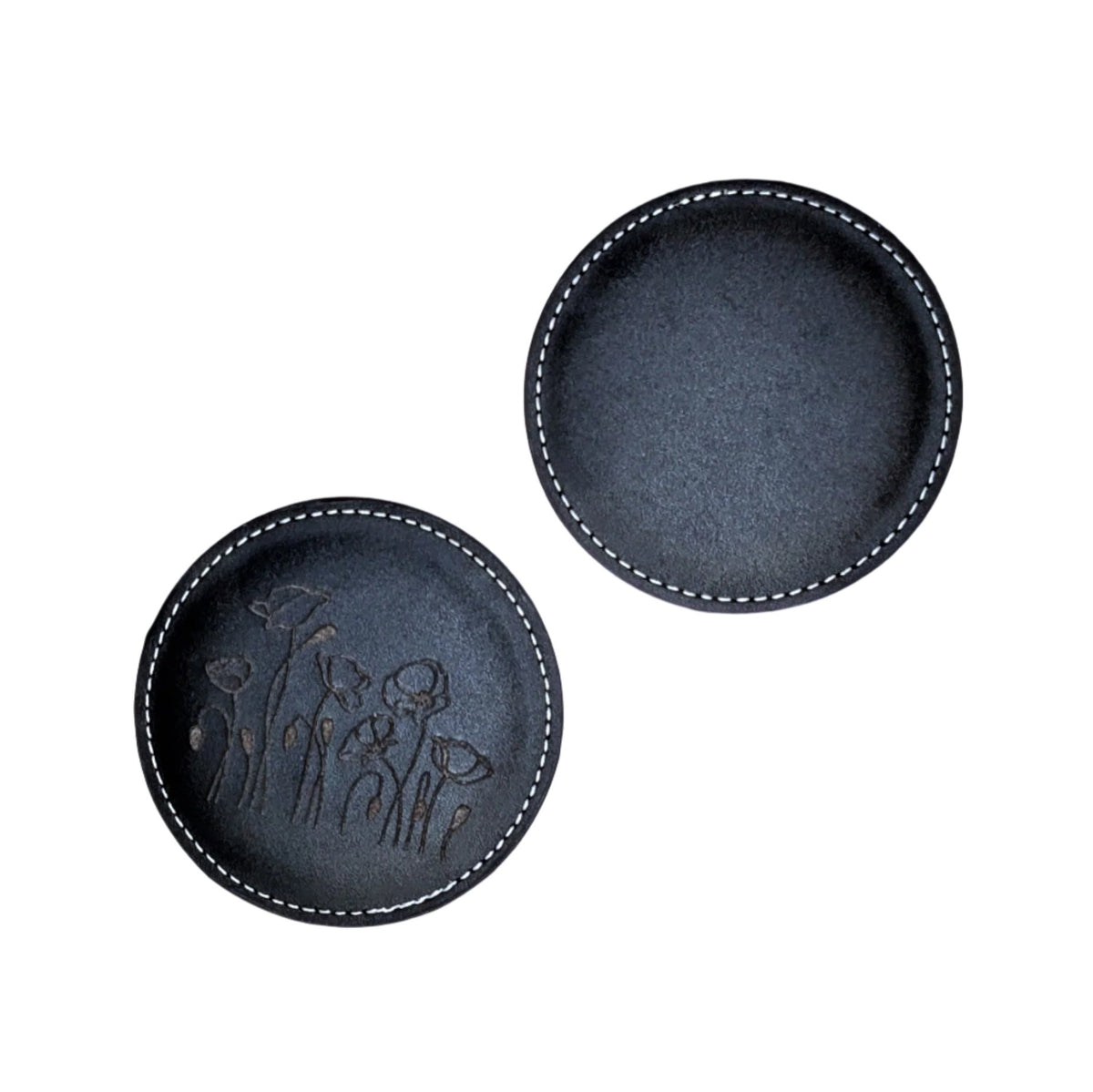 Engravable Black Leather Coaster