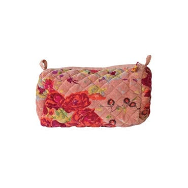 Large Quilted Cotton Velvet Zip Pouch