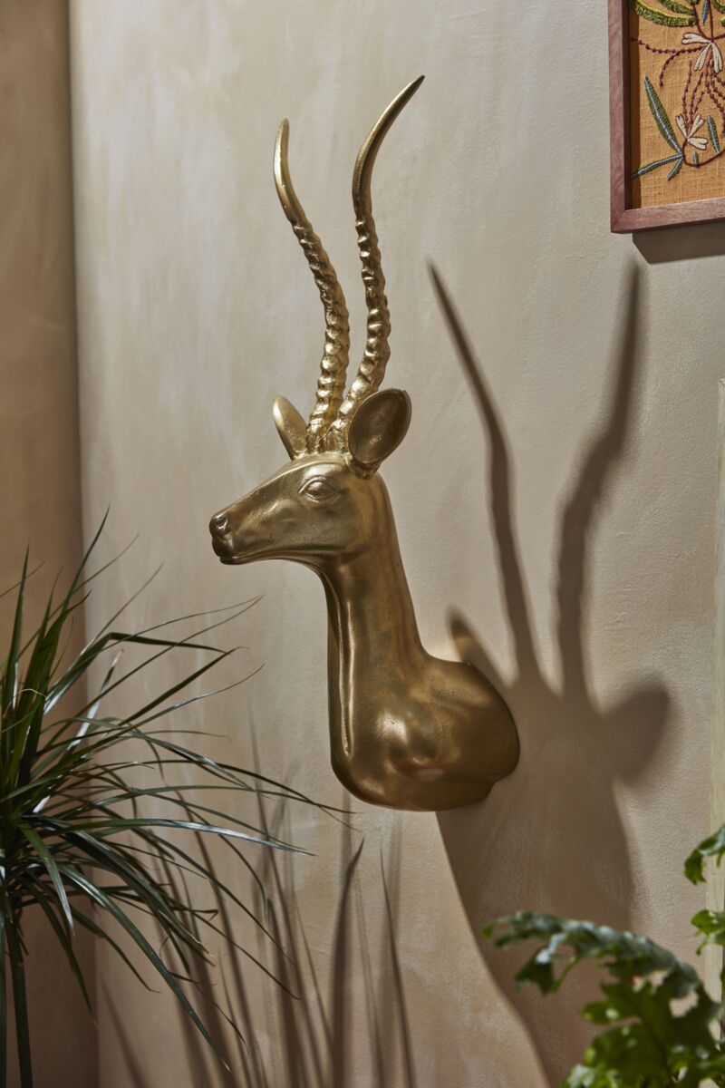 Gold Antelope Head Statue