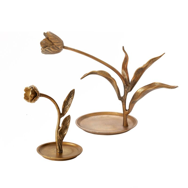 Antiqued Gold Craning Tulip Sculpture