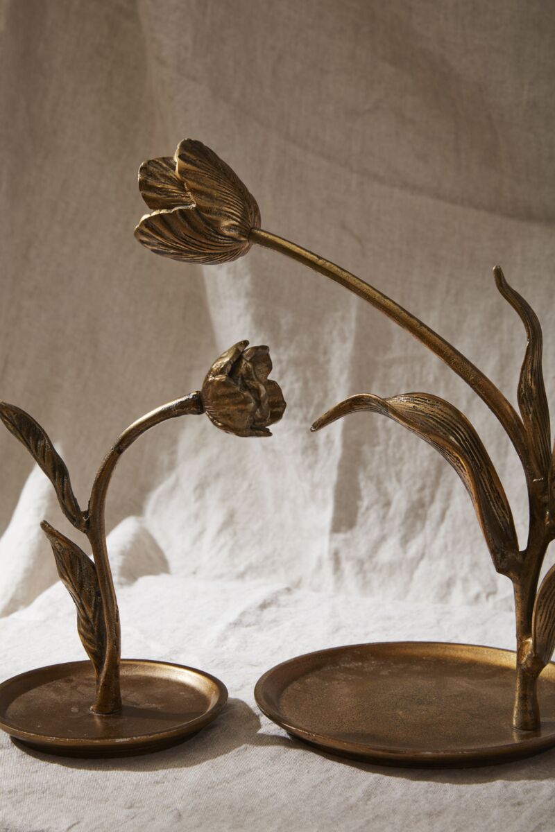 Antiqued Gold Craning Tulip Sculpture