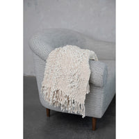 Woven Cotton Blend Cable Knit Throw Blanket w/ Fringe