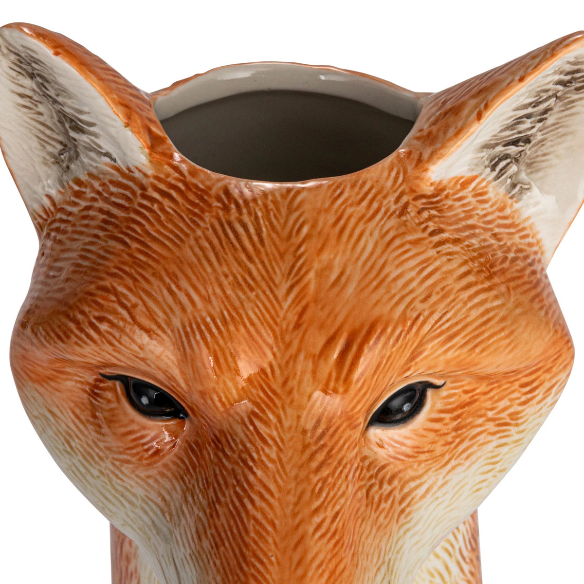 Hand Painted Stoneware Fox Head Vase