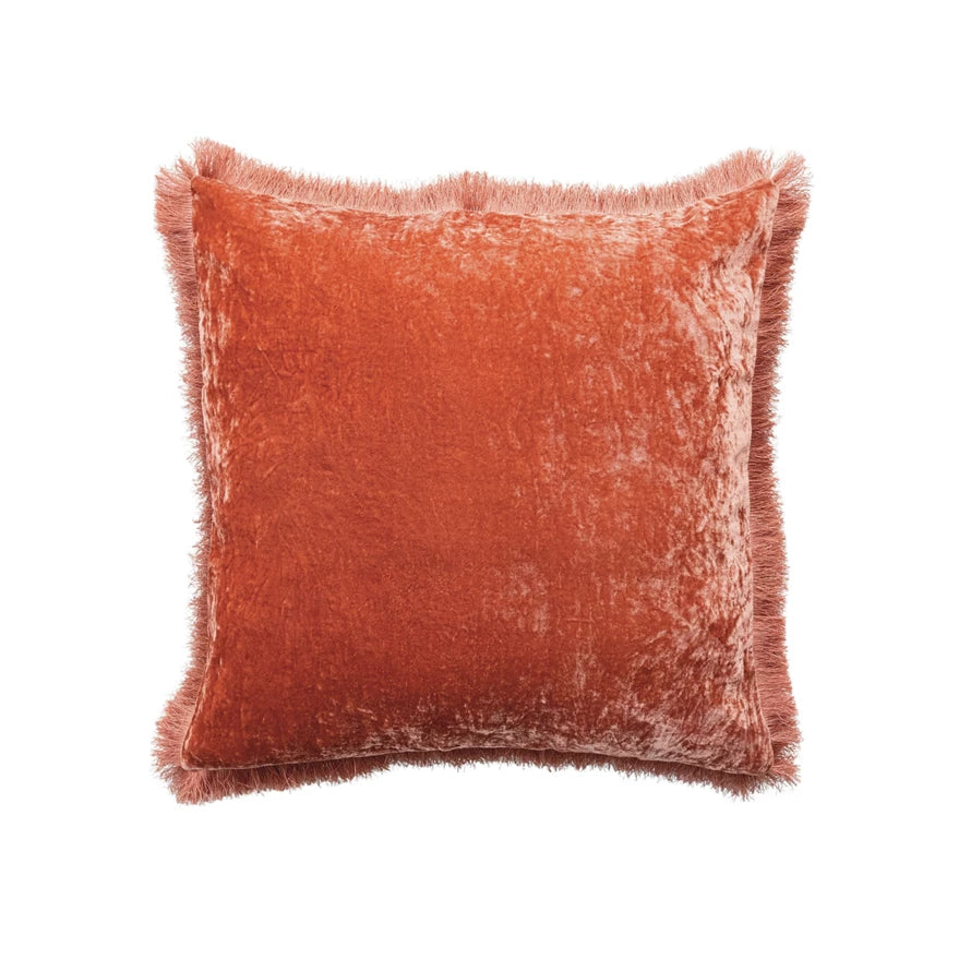 Clay Throw Pillow with Fringe