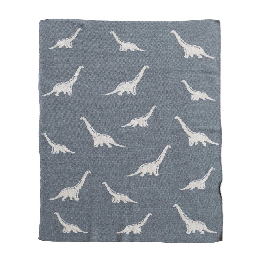 Cotton Knit Baby Blanket - Dinosaurs