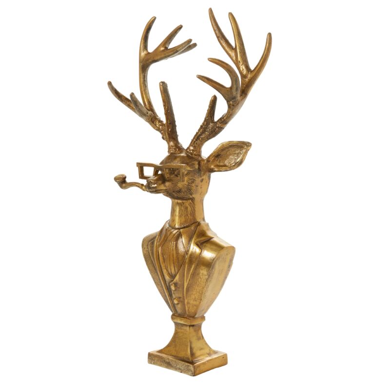 Antiqued Gold E+E Frankie the Stag Bust Statue