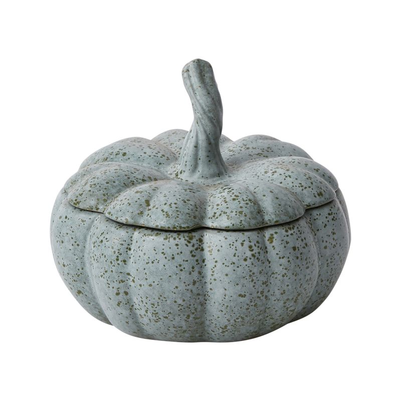 Glazed Pumpkin Container w/ Stemmed Lid