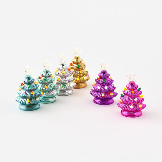 Light-Up Colored Glass Christmas Tree