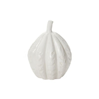 Leaf Imprinted White Glazed Ceramic Pumpkin