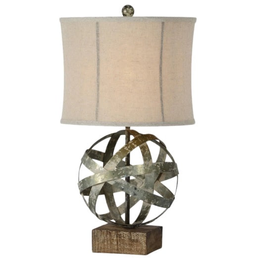 Baldwyn Galvenized and Driftwood Globe Table Lamp