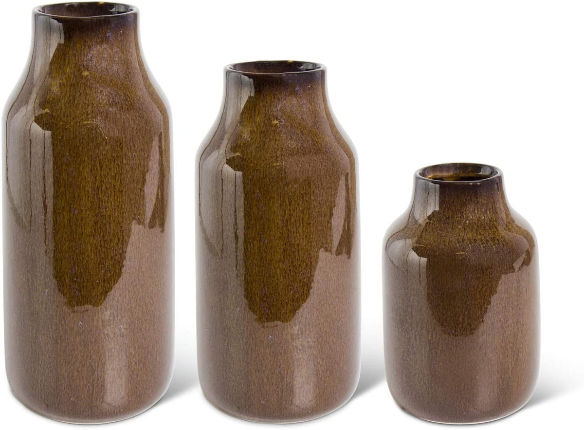 Brown Fluted Vase Set of 3