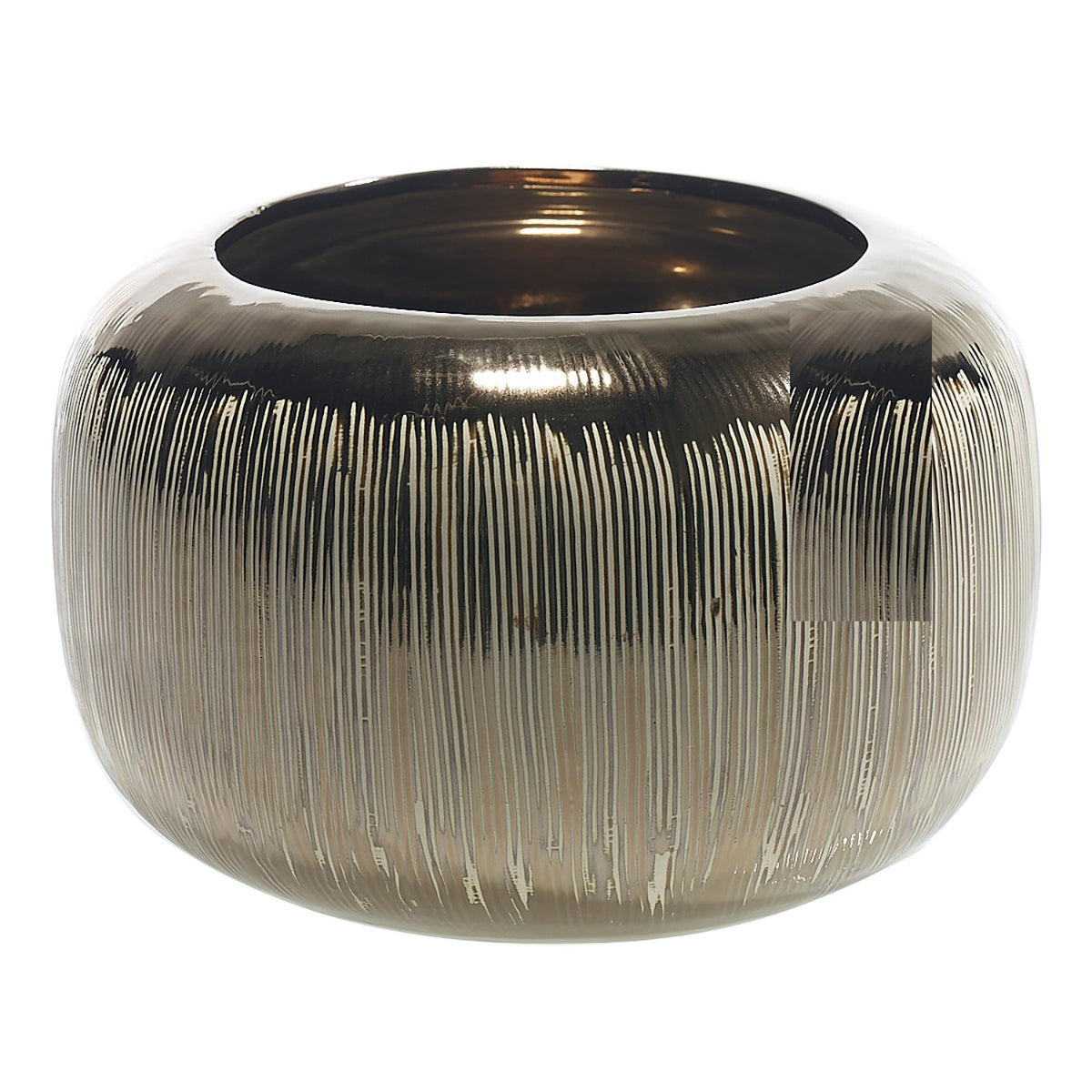 Metallic Glaze Ribbed Empire Planter