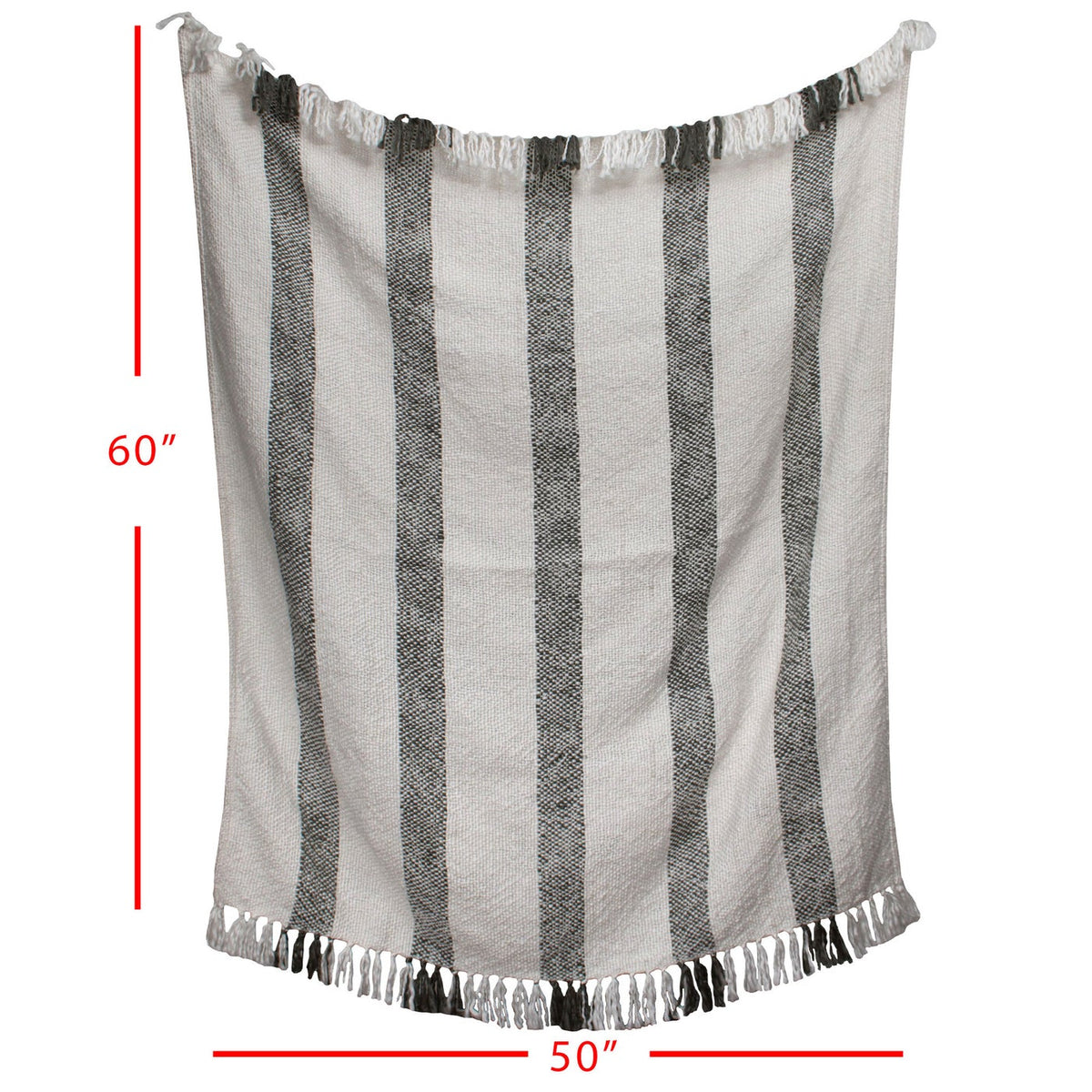 Hand Woven White & Gray Throw