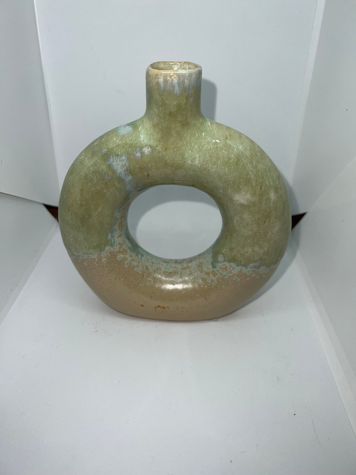 Opal Reactive Glazed Stoneware Cutout Vase