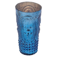 Marine Blue Embossed Votive Holder