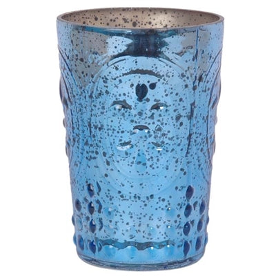 Marine Blue Embossed Votive Holder