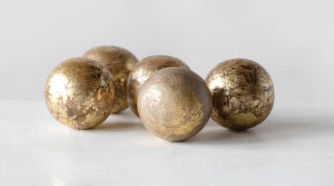 Gold Foil Mango Wood Orb