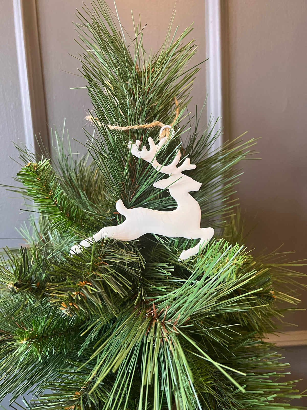 White Iron Reindeer Ornament