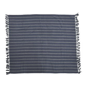 Grey Striped Cotton Throw