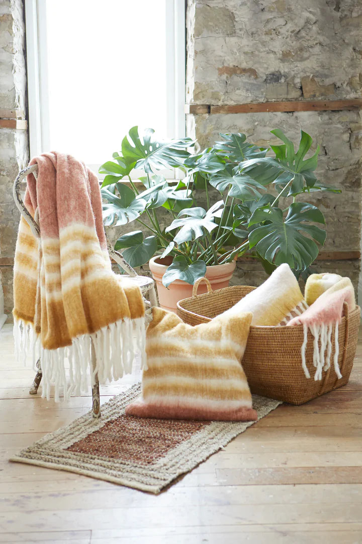 Patina Vie Mohair Throw Blanket w/ Fringe