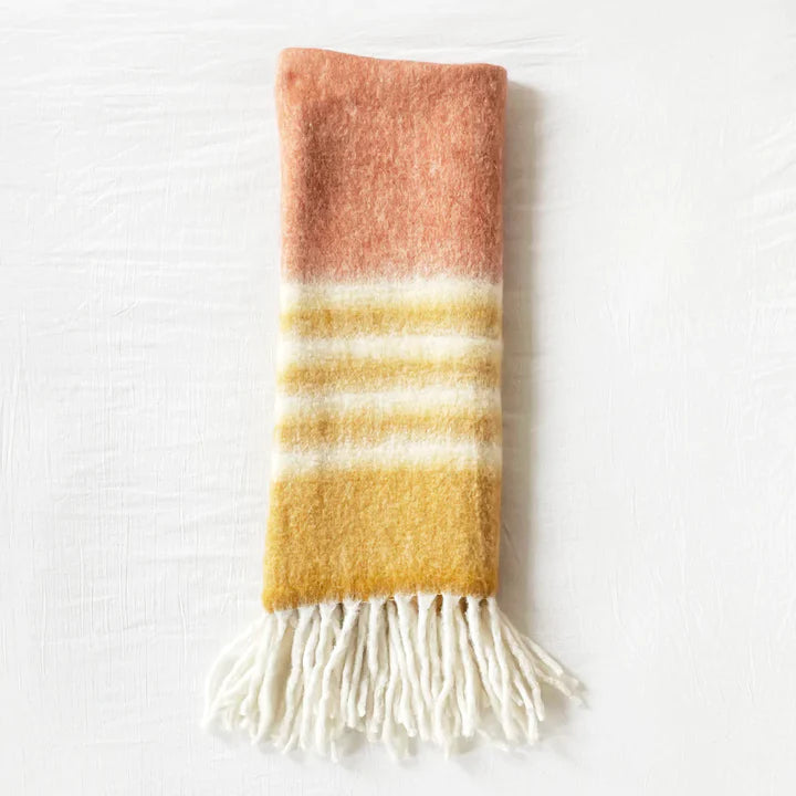 Patina Vie Mohair Throw Blanket w/ Fringe